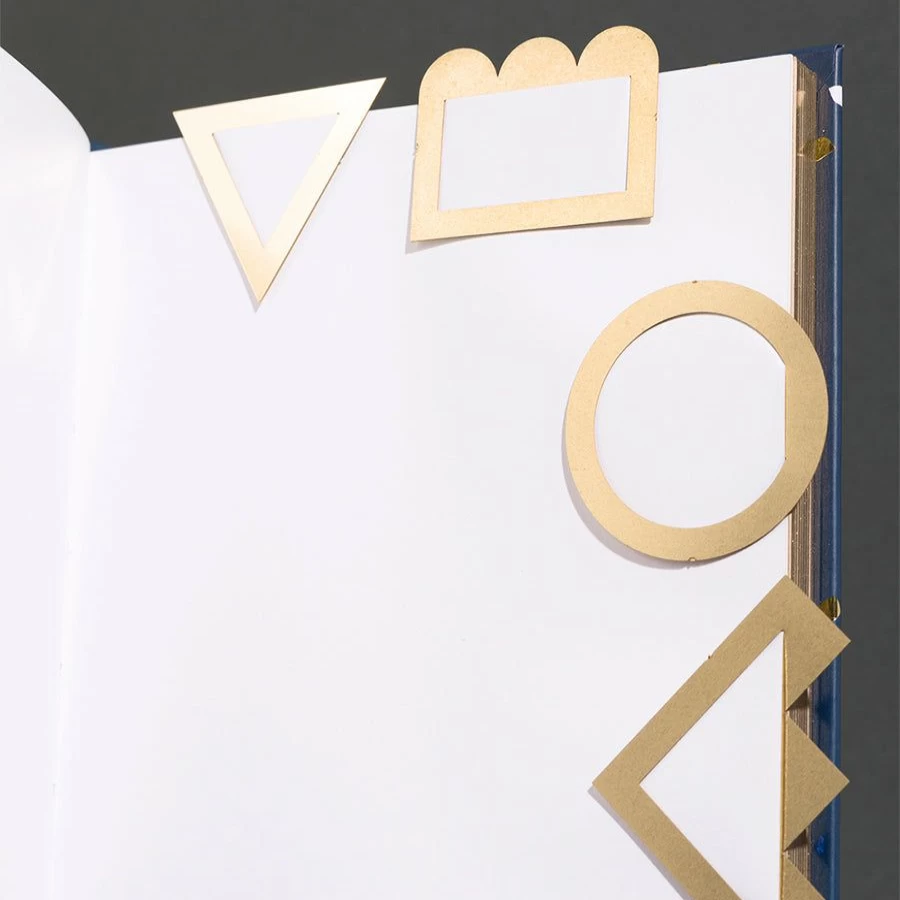 Poketo Geometric Brass Bookmark Set - 8 Piece Elegant Page Markers for Reading