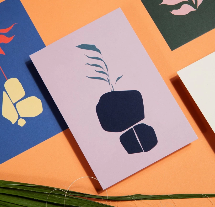 "Poketo Abstract Flora Postcards – Vibrant Botanical Art Prints for Greetings & Decor"
