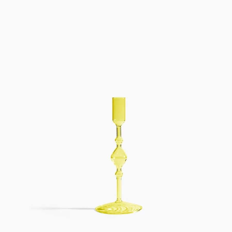 "Poketo Tall Glass Candlestick Holder - Elegant Decorative Candle Stand"