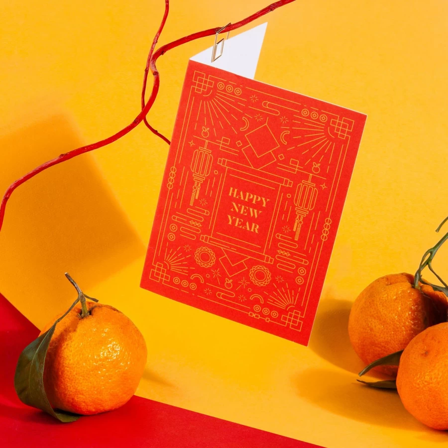 "Poketo New Year Greeting Card - Festive Holiday Greetings & Wishes"